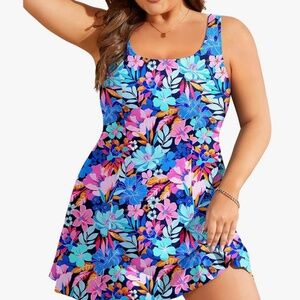 Plus Size Swim Dress - One Piece Swimsuit for Women Tummy Control Bathing Suit M